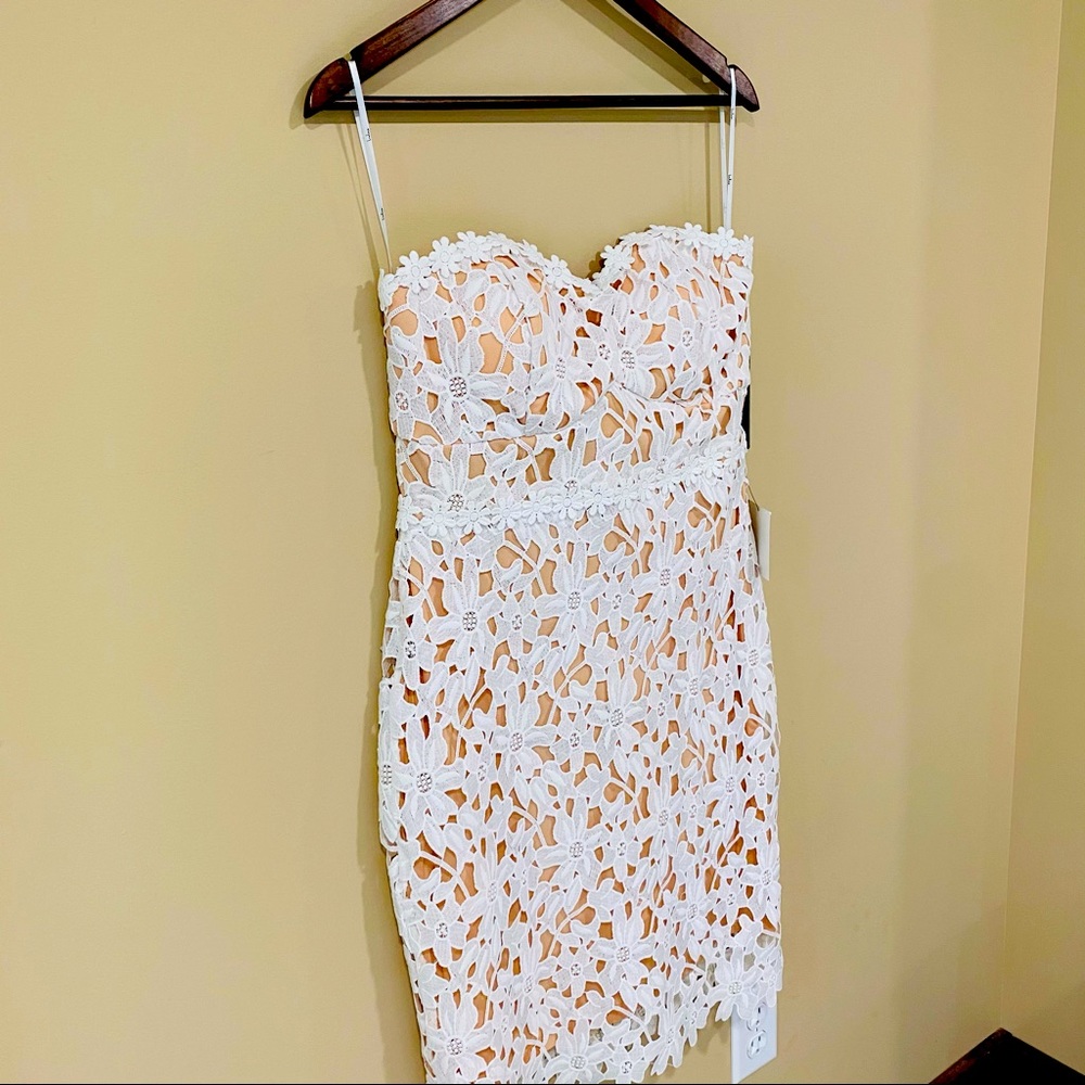 NWT size L Lulus white tan strapless dress